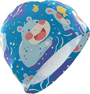 Cute Cartoon Blue Hippo waterproof swim for ladies Short Hair waterproof swimming for adults Hair Protection and Drag Reduction gorra para nadar de mujer