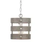 Progress Lighting P500186-009DI Gulliver 1-Light Nickel & Grey Wood Mini Pendant