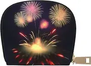 [EdWal] Explosion Fireworks 3D Print Card Holder Unisex Credit Card Case for Men and Women Leather Card Holder, Slim Business Card, White, One Size