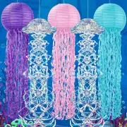 5 Pieces Jellyfish Paper Lanterns and Jelly Fish Honeycomb Hanging Decor for...