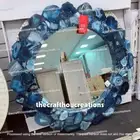 Blue geode agate wall mirror, agate luxury wall stone mirror for office decor