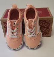 Vans Kids' Ward Low Top Slip On Sneaker Toddler 6 Peach White New in Box