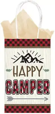 9 Happy Camper Craft Bags, Little Lumberjack Birthday Party, Goody 8.25" Paper