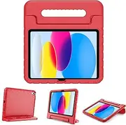 ProCase Kids Case for iPad A16 11th Generation 2025/iPad 10th Generation 2022 with Pencil Holder, iPad 11/10 Case Shockproof Lightweight Cover with Stand Convertible Handle for Children -Red