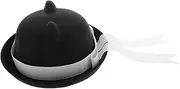 [ROMISBABA] Ribbon Plaid Beret Cat Ear Hat with Bow School Wool Hat Boys and Girls Versatile Accessory Black
