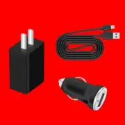USB Power Adapter + Car Charger + Cable Suitable for Nokia 2720 V Flip TA-1295