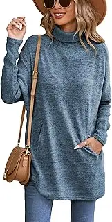 [Famulily] Turtleneck Sweater for Women, Women's Oversized Autumn Winter Longline Pullover Pullover with Pockets