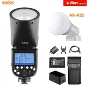 Godox V1-F V1F TTL Camera Flash Round Head Speedlite For Fuji + AK-R22 Diffuser