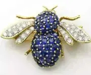 Bee Brooch Pin 3Ct Round Cut Lab-Created Sapphire Diamond 925 Sterling Silver