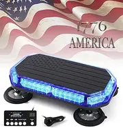 Xprite Blue LED Rooftop Strobe Beacon Police Lights,Advanced Controller,Magnetic Mount Emergency Security Caution Flashing Traffic Light Bar for Volunteer Firefighter First Responders Vehicles Trucks