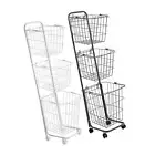 3 Tier Storage Cart with Wheels Rolling Laundry Hamper for Laundry Bathrooom