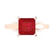2.5Ct Princess Cut Pink Tourmaline Solid Gold Solitaire Engagement Promise Ring