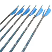 6pcs Archery Carbon Arrows 30'' ID4.2 Arrow Point 80gr 3inch Feather Recurve Bow