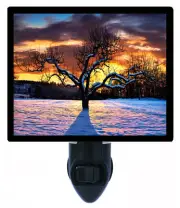 Winter Decorative Photo Night Light, Snow Covered Sunset