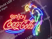 Enjoy Coca Cola Parrot Drink 24"x20" Vivid LED Neon Sign Light Lamp With Dimmer