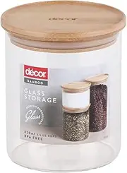 Décor Glass Canister with Bamboo Lid, 850 ml Capacity