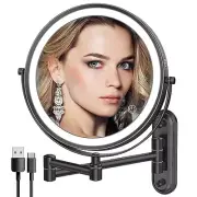 Rechargeable Lighted Wall Mounted Makeup Mirror with 3 Color 13"L x 10"W Black