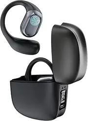 ZRUHIG Open Ear Headphones, 48 Hours Playback, Bluetooth Headphones with Charging Case and Digital Display, Microphone, Waterproof Sports Headphones for Running, Cycling, Training