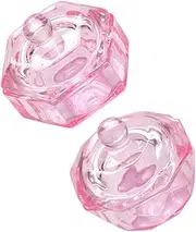 AUTSUPPL 2pcs Nail Art Crystal Cup Containers with Lids Nail Accessories Powder Large Finger Bowls for Manicure Tips Polish Nails Clear Liquid Nail Art Cup Nail Art Dish Glass Pink