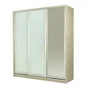 Bedford 1717mm Light Ash 3 Door Sliding Robe Bundle with 2 White Glass and 1 Mirror Glass Doors