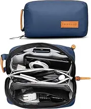 [TRIPPED Travel Gear] Tech Bag Organizer - Small Electronics Organizer Pouch for Travel - Premium Travel Case with Leather Accents - Mesh Pocket for Cables, Cords and Chargers - (