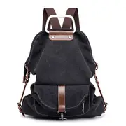 Women Multi-Functional Casual Messenger Bag Canvas Backpack Black Colour