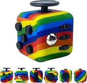 ZCOINS Rainbow Fidget Cube with 6 Sides Stress Relief Fiddle Toys Autism Sensory Fidget Toys for Adults and Kids