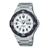 在飛比找遠傳friDay購物優惠-CASIO 卡西歐 指針男錶 三折式不鏽鋼錶帶 黑白錶盤 防