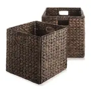 2pk 13" Hyacinth Collapsible Storage Cube Basket Bins for Shelves, Espresso