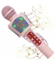 Karaoke Microphone for Kids, 5 in 1 Bluetooth Wireless with LED pink