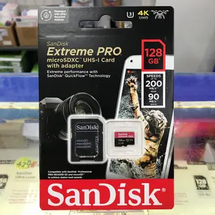 SanDisk Extreme Pro MicroSDXC 128G 128GB A2 U3 TF 200M 高速記憶卡