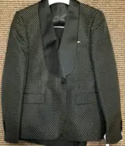 Rossi Man RM1473 Smoking Tux Black/Gold Polka Dot