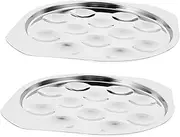 iplusmile 2Pcs Stainless Steel Escargot Plates Snail Baking Dish for Shellfish Kitchen Gadget Dishwasher Safe Smooth Handles for Easy Serving Compartments for Conch and Oyster