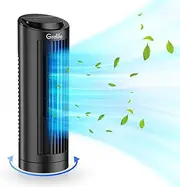 Grelife 13" Bladeless Tower Fan with 70° Oscillation, Touch Screen and Remote Control, 3 Speeds, 4 Wind Modes, 12-Hour Timer - Compact Cooling for Home Office Bedroom