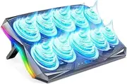 10-Fan RGB Laptop Cooling Pad, Gaming Cooler for 15-17.3 Inch Laptops, Adjustable 7 Height Levels, Portable Stand with RGB Lights & 2 USB Ports