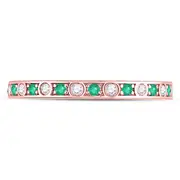 10k Rose Gold Round Emerald Diamond Alternating Stackable Band Ring 1/4 Cttw