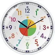 Wall Clock for Kids with Silent Non Ticking Sweep Quartz Mechanism - Easy to Read & Learn to Tell Time,Quiet Child Wall Clock Perfect for Parents and Teachers, Kids Bedroom or Classroom