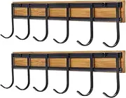 Kitchen Utensil Rack - Cooking Gadget Holder Set of 2, Removable Hooks Hanging Kitchen Rail | Durable Wall Mounted Kitchenware Organizer with 6 Hooks for Cutlery Towels Key for Kitchen Cabinet Apartme
