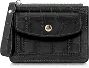 [AfitLulu] Small Credit Card Wallet Coin Purse with Zipper for Womens and Girls, Slim Card Holder Wallet Portable Ladies Purse with 3 Credit Card Slots and 2 Pocket, Black, S, Minimalist