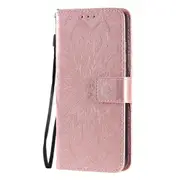 Xiaomi Redmi Note 8T Pressed Printing Sunflower Pattern Horizontal Flip PU Leather Case with Holder & Card Slots & Wallet & Lanyard(Rose Gold)