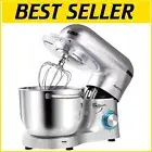 Multi-Speed Kitchen Stand Mixer with Stainless Steel Bowl & Dough Hook - Silver