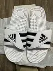 adidas Unisex Adissage Slides Sandal, White/Black, 17 US Men