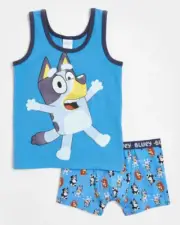 Boys size 4-6 BLUEY Blue singlet /trunk set sleepwear pjs NEW