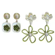 Flower Studs Earrings Flower Earrings Alloy Material Flower Pendant Earrings