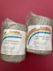 2 VTG Cord Craft Braided Macrame Cord 100 yards each 6MM NOS tan color