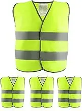DASHUAIGE 4 Pieces Hi Vis Vests for Kids,Kids High Visibility Reflective Vest,High Vis Vests,Hi Vis Safety Vests,High Vis Jacket with Reflective Strips for Kids Outdoor (XS)