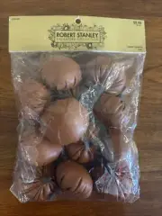 12 pc Robert Stanley-Mini "Leather" 2" Pumpkins- Vase Filler, Tablescape-NIP
