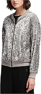 [DKNY] Womens Sequined Bomber Jacket