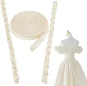 GORGECRAFT Adjustable Corset Back Kit Satin Corset Kit Wedding Dress Zipper Replacement Fit Corset Back Kit Bridal Dress Zipper Extender Lace-up Loops Ribbons Ties for Formal Prom Gown, Beige