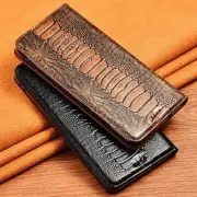 Genuine Leather Flip Wallet Case Magnetic Cover For iPhone 16 15 14 13 Pro Max